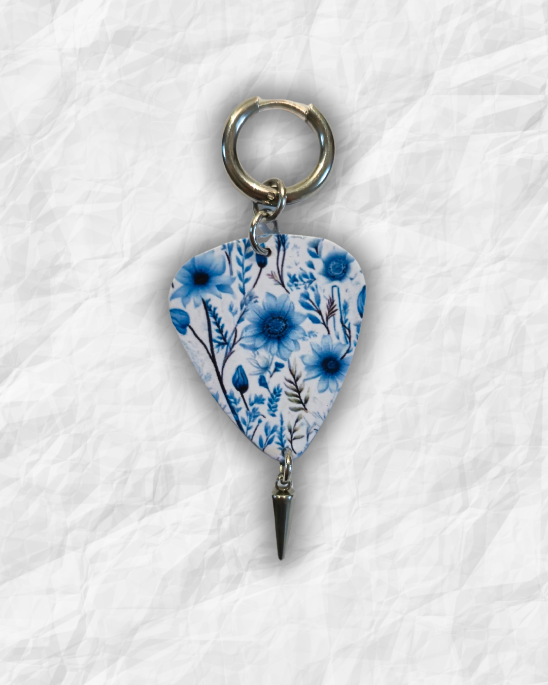 Mono boucle médiator - Fleur bleu