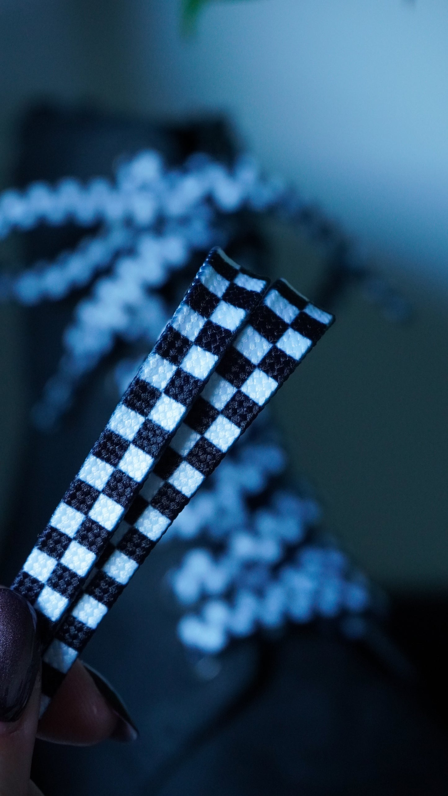 Lacets plat 140cm pour chaussures - Motif damier