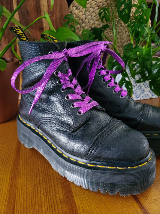 Lacets chaussures ruban brillant Lurex noir 130cm