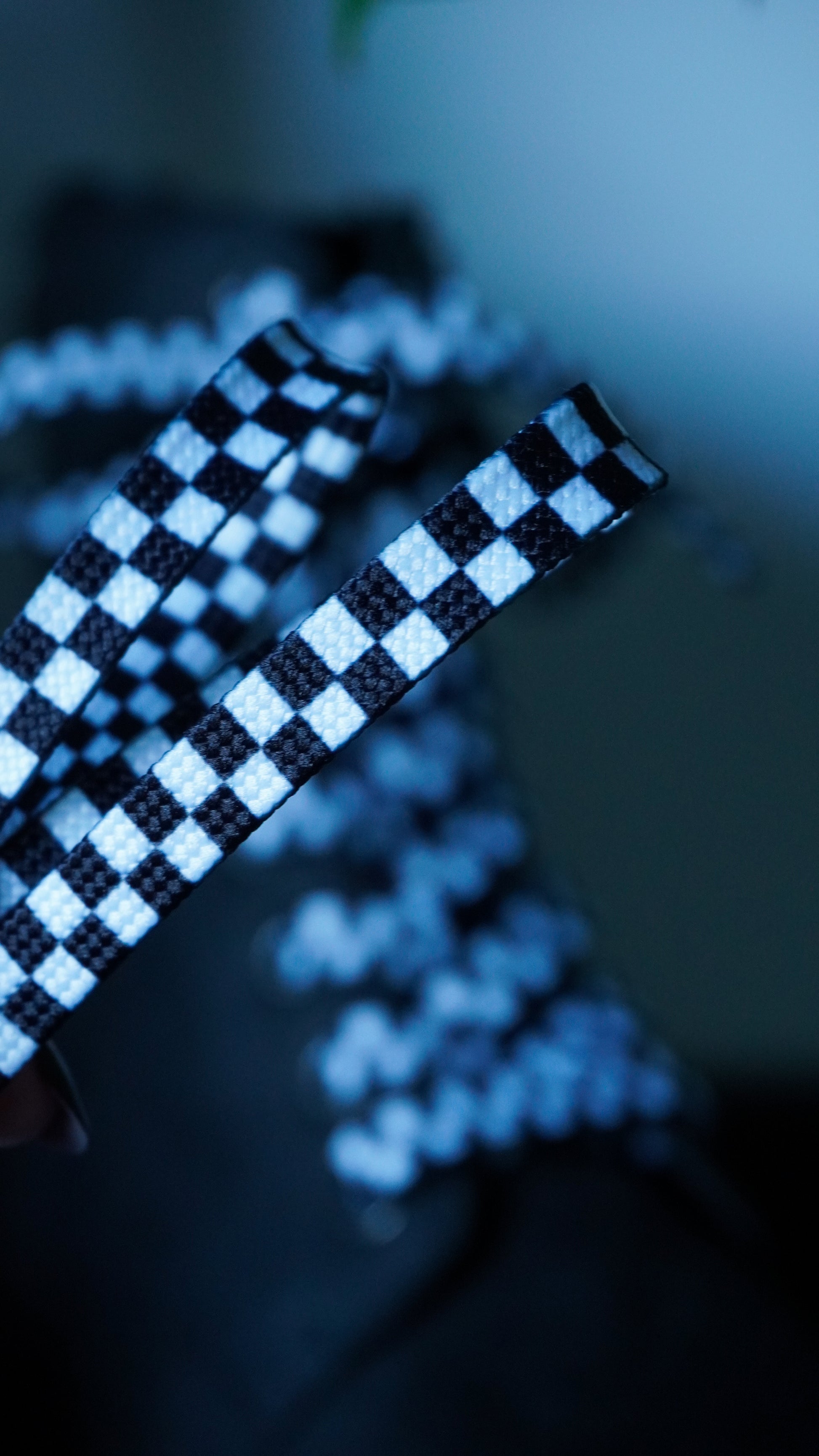 Flat laces 140cm for shoes Checkerboard pattern - Main Image