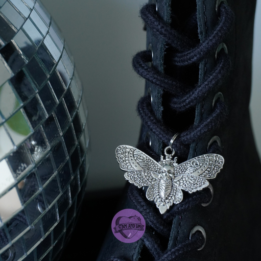 Moth lace-up charm