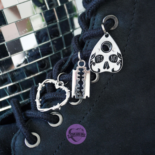 Set of 3 yes no lace-up charms