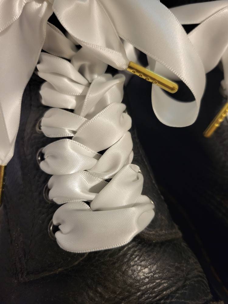 Shoe laces ribbon - White satin laces