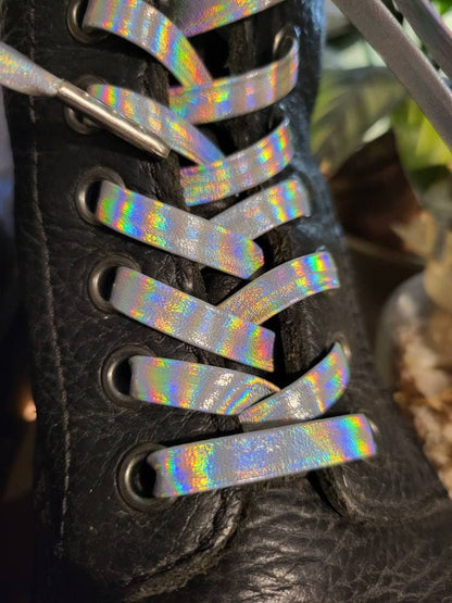 Flat shoe laces 140cm - Holographic silver