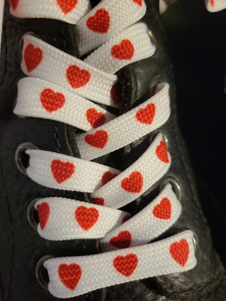 Flat shoe laces 140cm - Red hearts